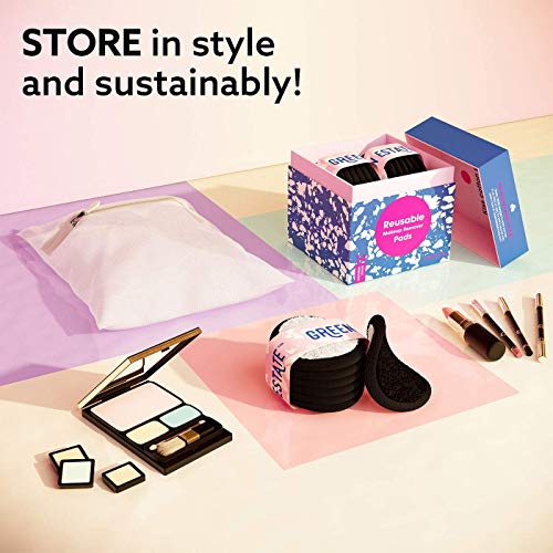 Green Estate Reusable Cotton Rounds - Dual Sided Makeup Remover Face Pads - T...