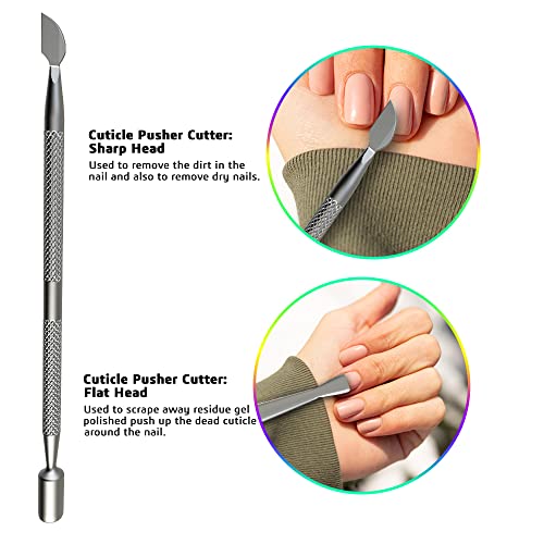 Nail Cuticle Trimmer with Nail Cuticle Pusher Professional Cuticle Cutter Sil...