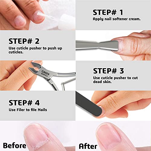Nail Cuticle Trimmer with Nail Cuticle Pusher Professional Cuticle Cutter Sil...