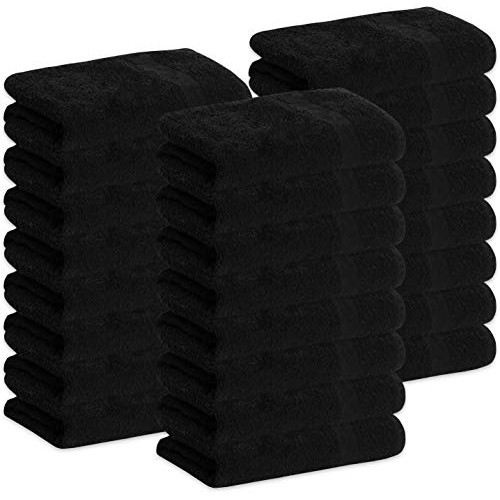 GREEN LIFESTYLE 24 Black Pack Hand Towels 16 x 27