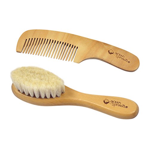 green sprouts Baby Brush & Comb Set | Gently grooms baby's hair | Made of nat...