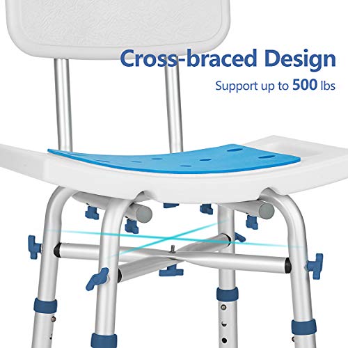 GreenChief 500lb Adjustable Shower Chair with Back, Heavy Duty EVA Padded Bat...