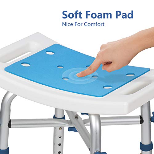 GreenChief 500lb Adjustable Shower Chair with Back, Heavy Duty EVA Padded Bat...