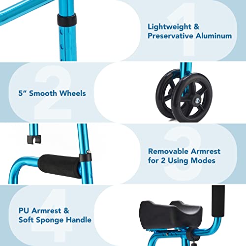 GreenChief Folding Standard Walker with Armrest, 2 in 1 Narrow Walker for Sen...