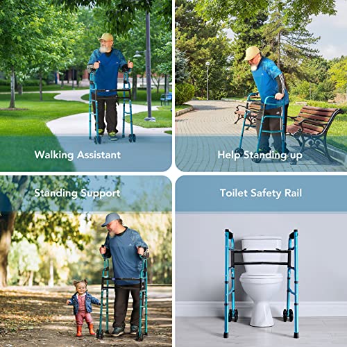 GreenChief Folding Standard Walker with Armrest, 2 in 1 Narrow Walker for Sen...