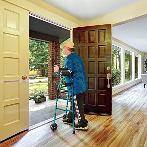 GreenChief Folding Standard Walker with Armrest, 2 in 1 Narrow Walker for Sen...