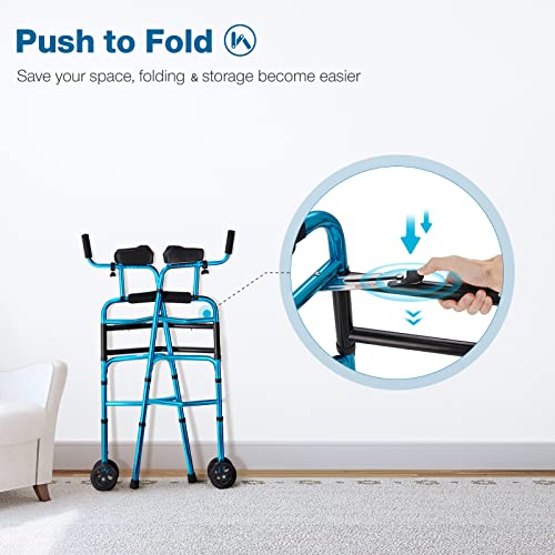 GreenChief Folding Standard Walker with Armrest, 2 in 1 Narrow Walker for Sen...