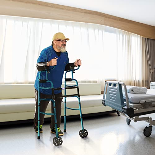 GreenChief Folding Standard Walker with Armrest, 2 in 1 Narrow Walker for Sen...