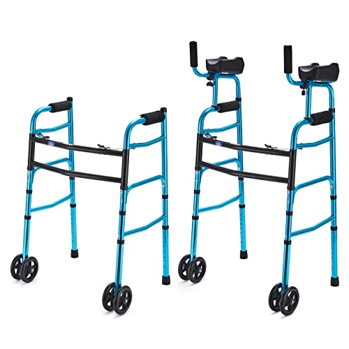 GreenChief Folding Standard Walker with Armrest, 2 in 1 Narrow Walker for Sen...