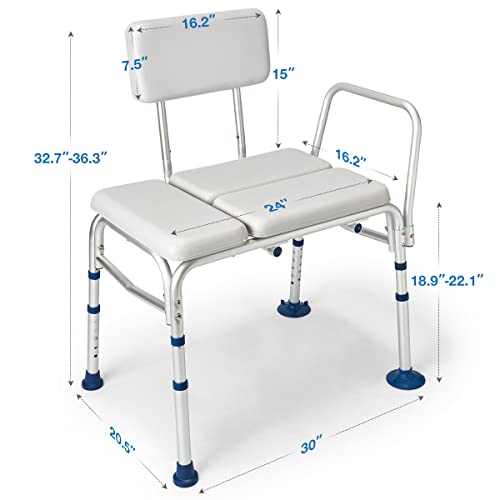 GreenChief Padded Transfer Bench for Bathtub 500 Lbs, Shower Chair with Arms ...
