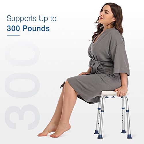 GreenChief Shower Chair 300lb, Adjustable Bath Seat with Free Bathroom Grab B...