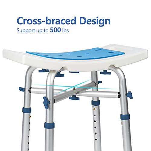GreenChief Small Shower Chair 500lb, Heavy Duty Padded Bath Seat with Free As...