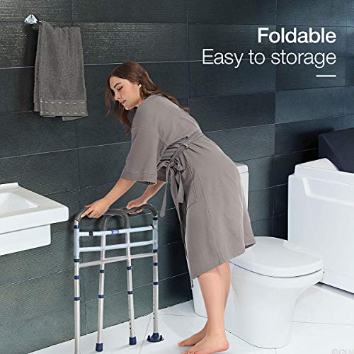 GreenChief Stand Alone Toilet Safety Rail with Free Grab Bar - Heavy Duty Toi...