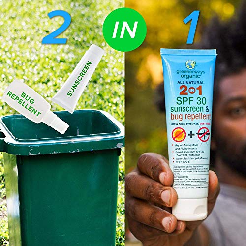 Greenerways Organic 2-in-1 Natural Sunscreen Bug Repellent Lotion in One, SPF...