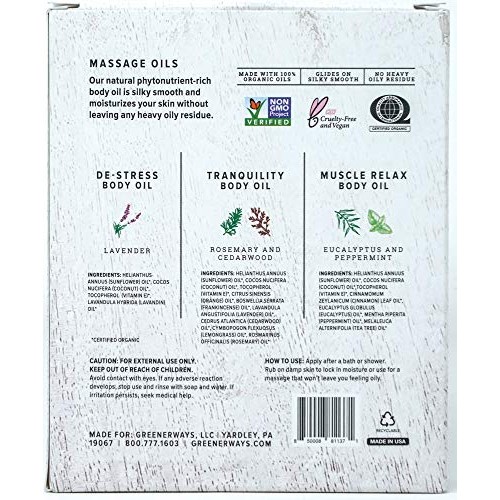 Greenerways Organic Relaxation Kit - Anti-Aging Skin Care Body Oil - Natural ...