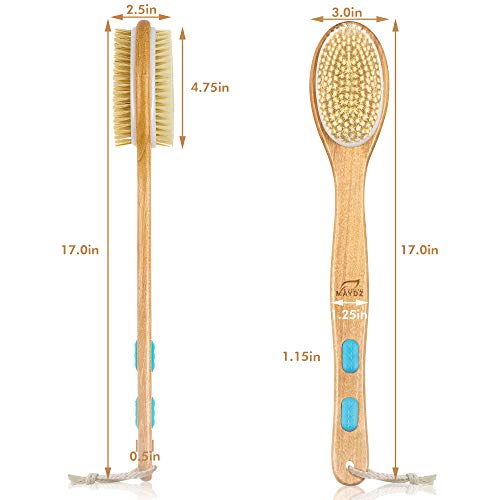 Back Brush Long Handle For Shower - Soft And Firm Double Sided Exfoliating Ba...