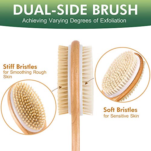Back Brush Long Handle For Shower - Soft And Firm Double Sided Exfoliating Ba...