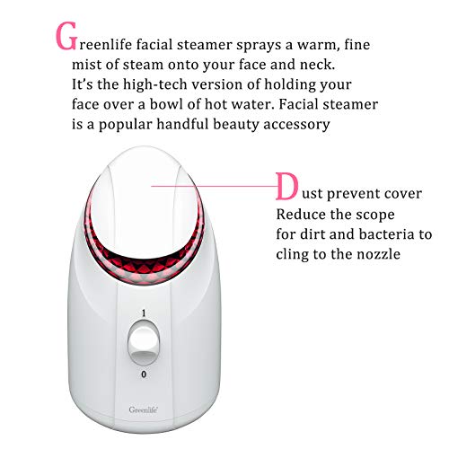 Facial Steamer, 20 Min UV Nano Ionic face steamer GreenLife warm mist Steam K...