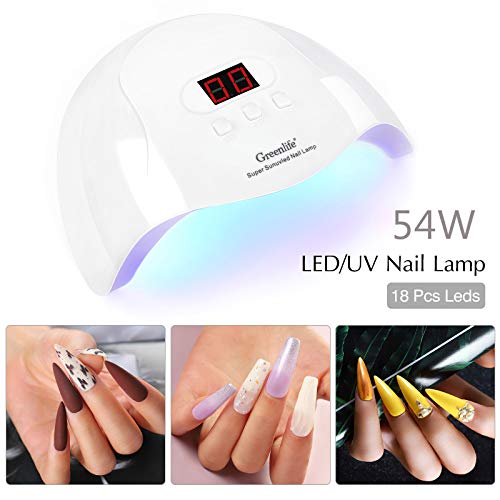 Nail Lamp, GreenLife 54W 18pcs Beads UV LED Nail Light Portable Nail Lamp Pro...