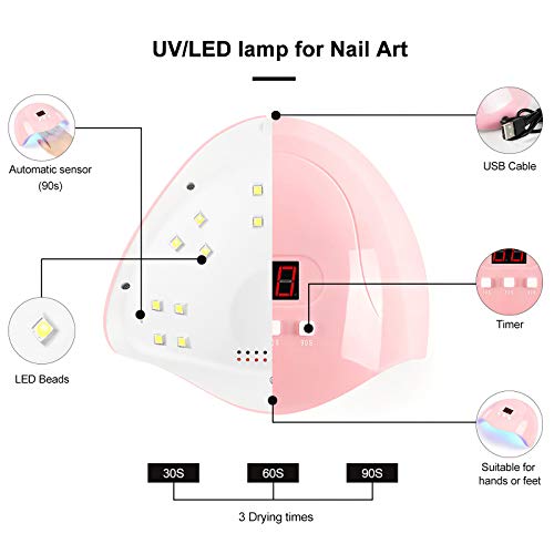 UV LED Nail Lamp, GreenLife 54W 18pcs UV LED Nail Light Portable Nail Lamp Pr...