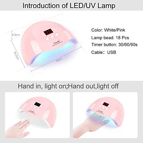 UV LED Nail Lamp, GreenLife 54W 18pcs UV LED Nail Light Portable Nail Lamp Pr...