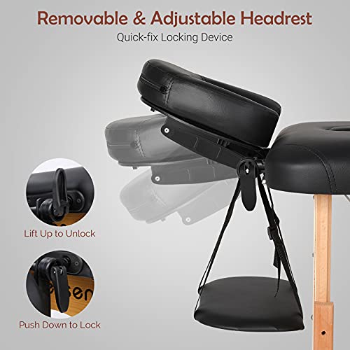 Greensen Massage Table, Professional Portable Massage Table with Carrying Cas...