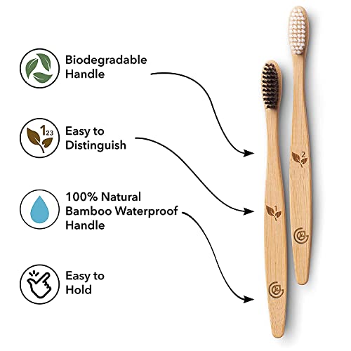 Greenzla Bamboo Toothbrushes (12 Pack) | BPA Free Soft Bristles Toothbrushes ...