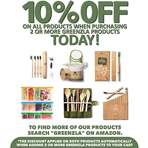 Greenzla Bamboo Toothbrushes (12 Pack) | BPA Free Soft Bristles Toothbrushes ...