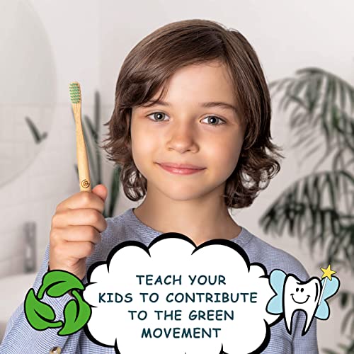 Greenzla Kids Bamboo Toothbrushes (6 Pack) | BPA Free Soft Bristles Toothbrus...