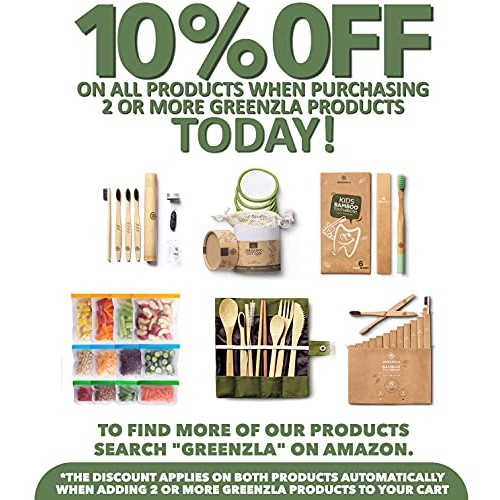 Greenzla Kids Bamboo Toothbrushes (6 Pack) | BPA Free Soft Bristles Toothbrus...