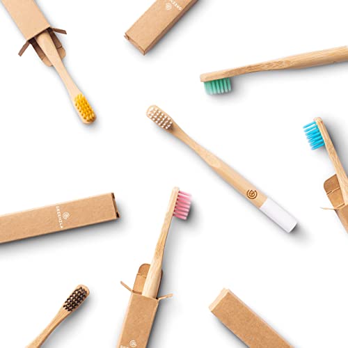 Greenzla Kids Bamboo Toothbrushes (6 Pack) | BPA Free Soft Bristles Toothbrus...