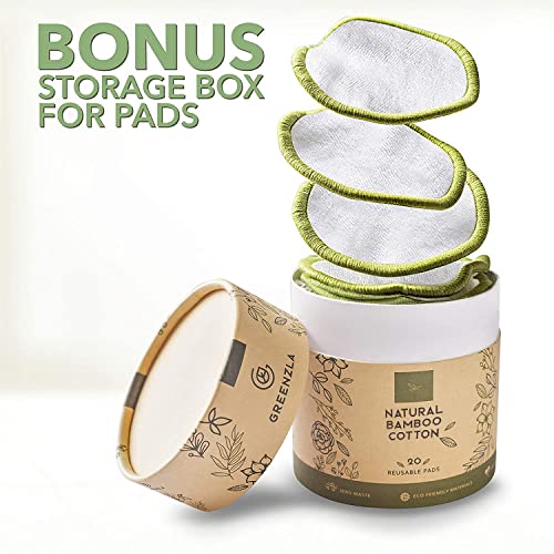 Greenzla Reusable Makeup Remover Pads (20 Pack) With a Washable Laundry Bag A...