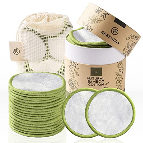 Greenzla Reusable Makeup Remover Pads (20 Pack) With a Washable Laundry Bag A...
