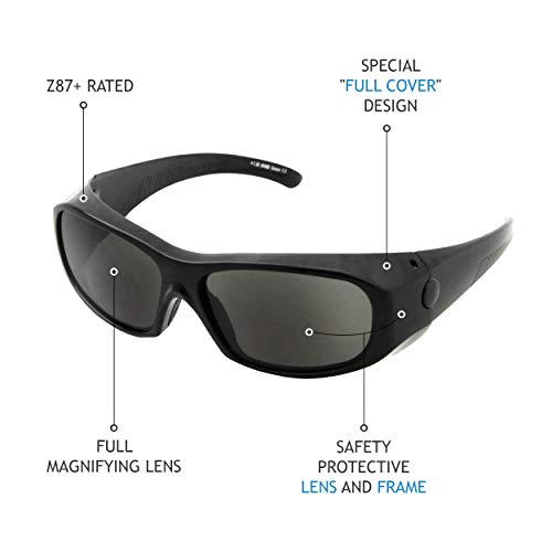 Full Lens Magnification Safety Sunglasses | Tinted Outdoor Reading Glasses fo...
