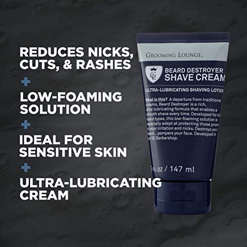 Grooming Lounge Beard Destroyer Shave Cream, Sensitive Skin, 5 oz