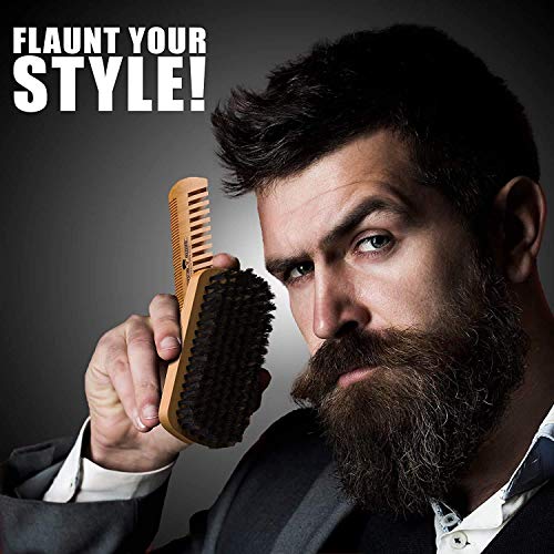 Beard Brush, Beard Comb, Beard Oil, & Beard Balm Grooming Kit for Men's Care,...