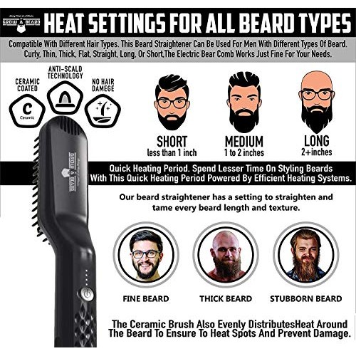 Beard Straightener for Men - Ionic Heated Beard Brush - Portable Beard Straig...