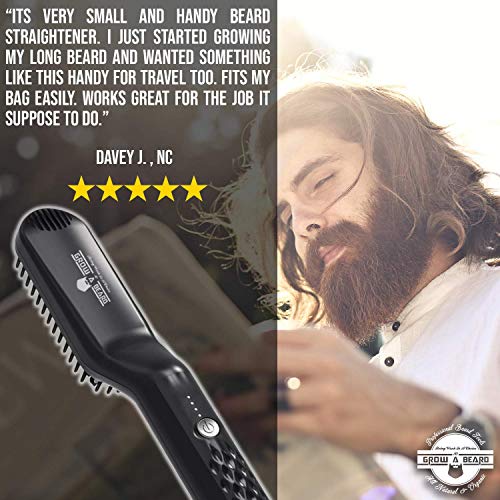 Beard Straightener for Men - Ionic Heated Beard Brush - Portable Beard Straig...