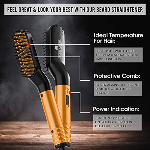 Beard Straightener Grooming Kit for Men, 2 Oz Growth Oil, 2 Oz Sandalwood Bal...