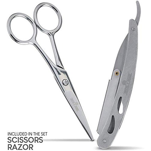 Beard Straightener Grooming Kit for Men, 2 Oz Growth Oil, 2 Oz Sandalwood Bal...