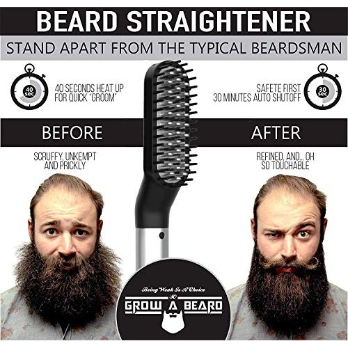 Beard Straightener Grooming Kit for Men, Beard Growth Kit, Beard Wash, Brush ...