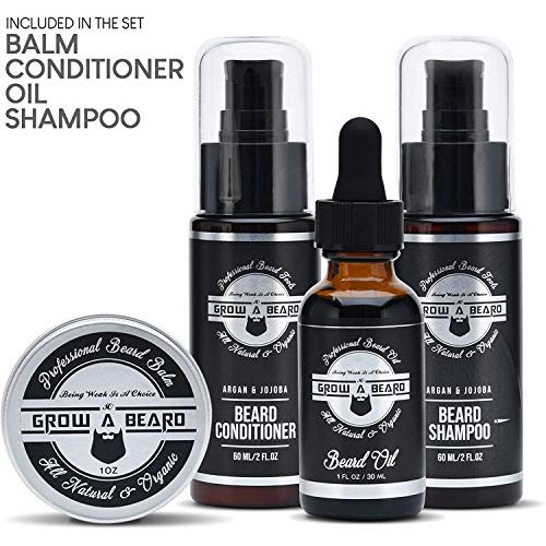 Beard Straightener Grooming Kit for Men, Beard Growth Kit, Beard Wash, Brush ...