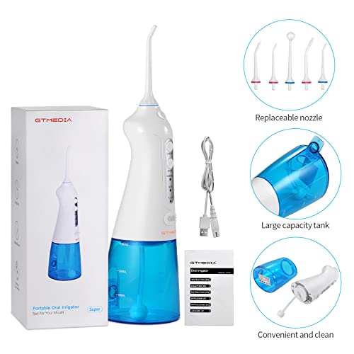 GT MEDIA Cordless Water Flosser Oral Irrigator: Dental Teeth Cleaner IPX7 Wat...