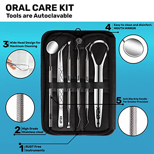 GTEX Dental Tools, 6 Pack Plaque Remover For Teeth Cleaning Kit, Tongue Scrap...