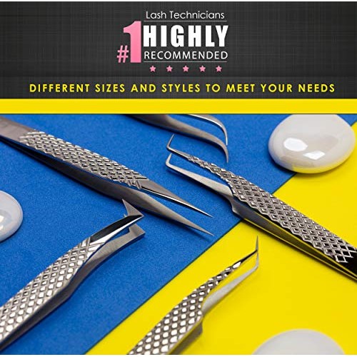 GTEX Lash Eyelash Extension Tweezers Set of 5, Japanese Stainless Steel Tools...