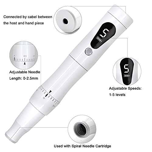 Guapa White Permanent Makeup Machine PMU Rotary Brow Tattoo Machine with 2pcs...