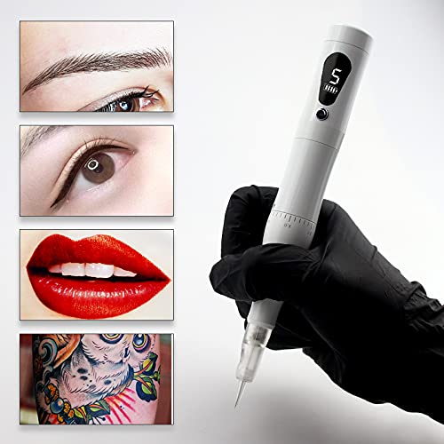Guapa White Permanent Makeup Machine PMU Rotary Brow Tattoo Machine with 2pcs...