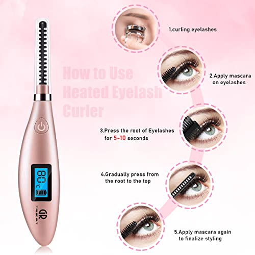 Heated Eyelash Curler - Electric Eyelash Curler Heating lash for Women Valent...