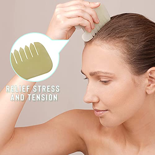 GuaShaco Jade Gua Sha Comb For Hair Scalp - Chinese Scalp Acupuncture