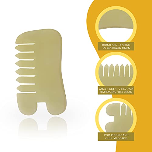 GuaShaco Jade Gua Sha Comb For Hair Scalp - Chinese Scalp Acupuncture